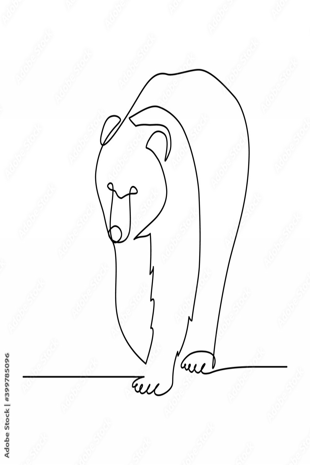 Bear in continuous line art drawing style