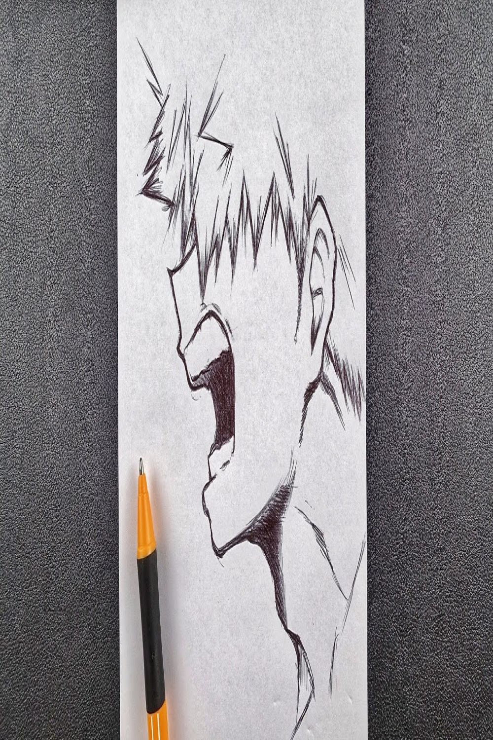 black pen drawing  how to draw anime boy  bakugo from my hero academia