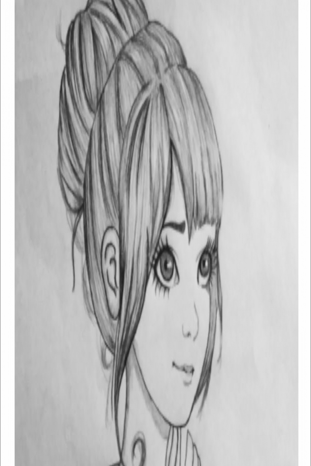 Cartoon girl pencil sketch