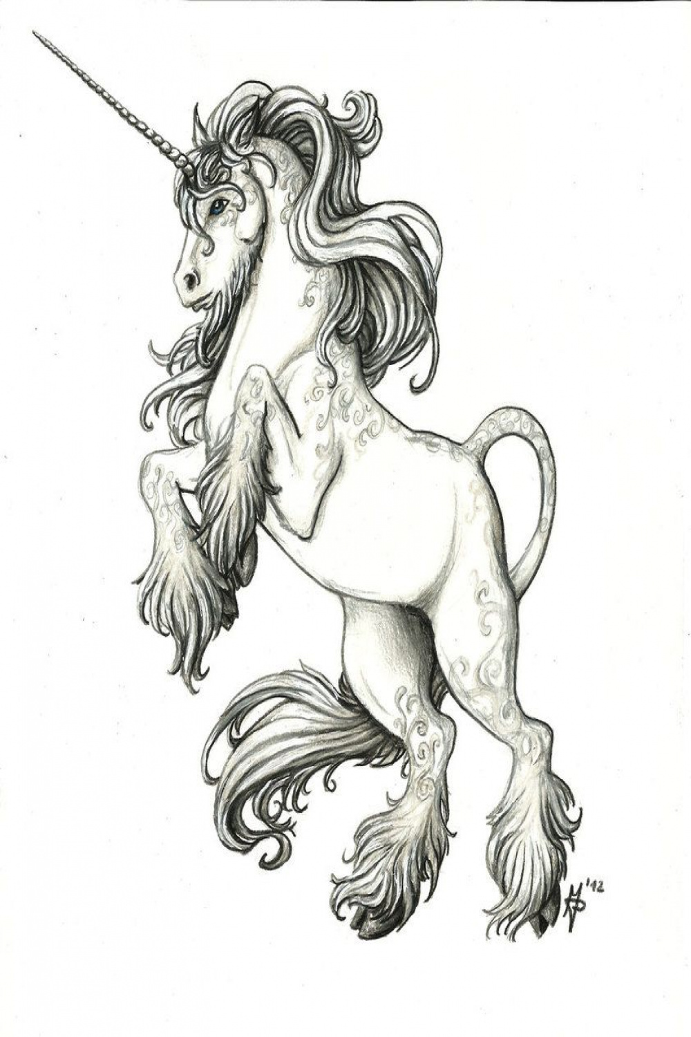 Comission: Unicorn  Unicorn tattoos, Unicorn drawing, Unicorn art