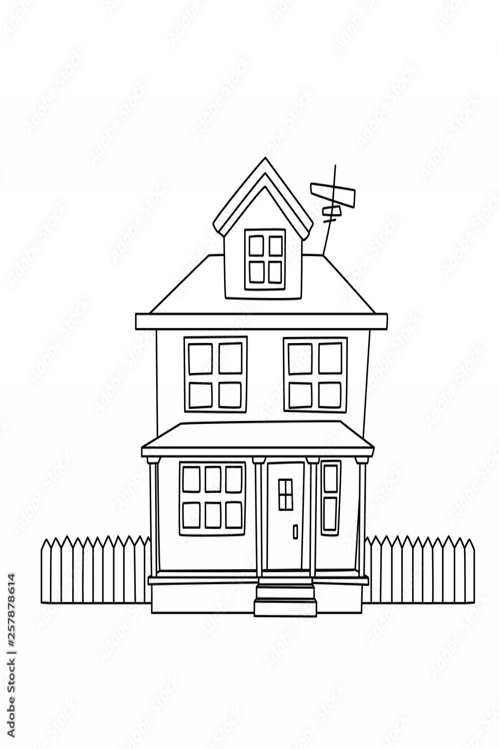 Continuous line drawing of a family house