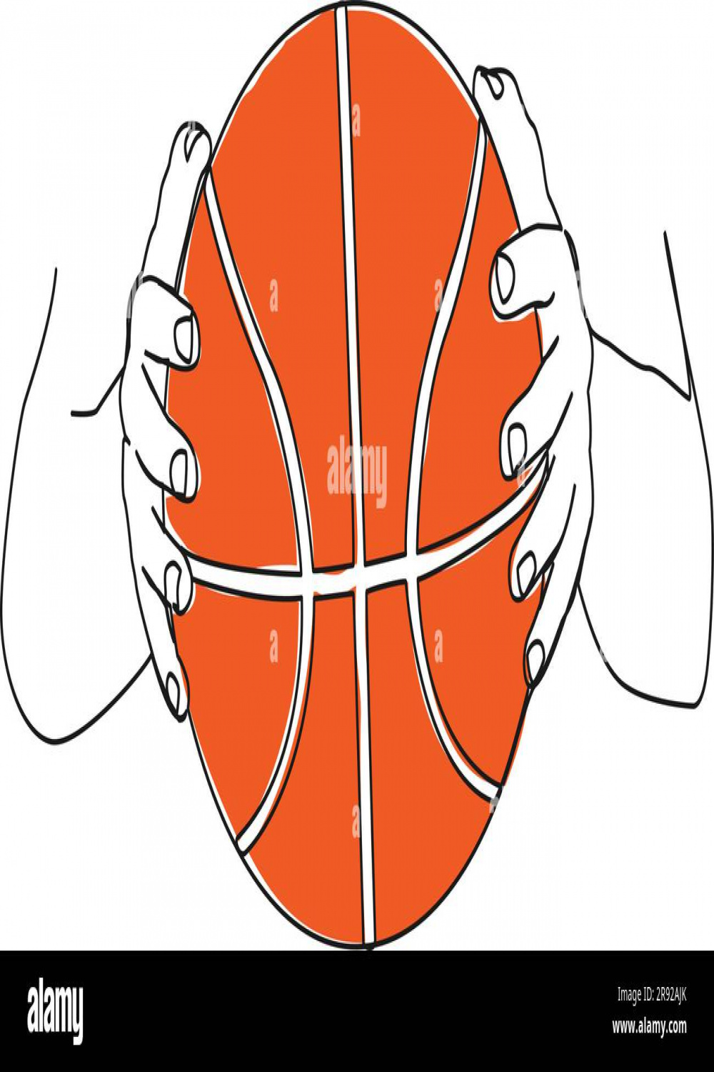 continuous single line drawing of hands holding basketball, line