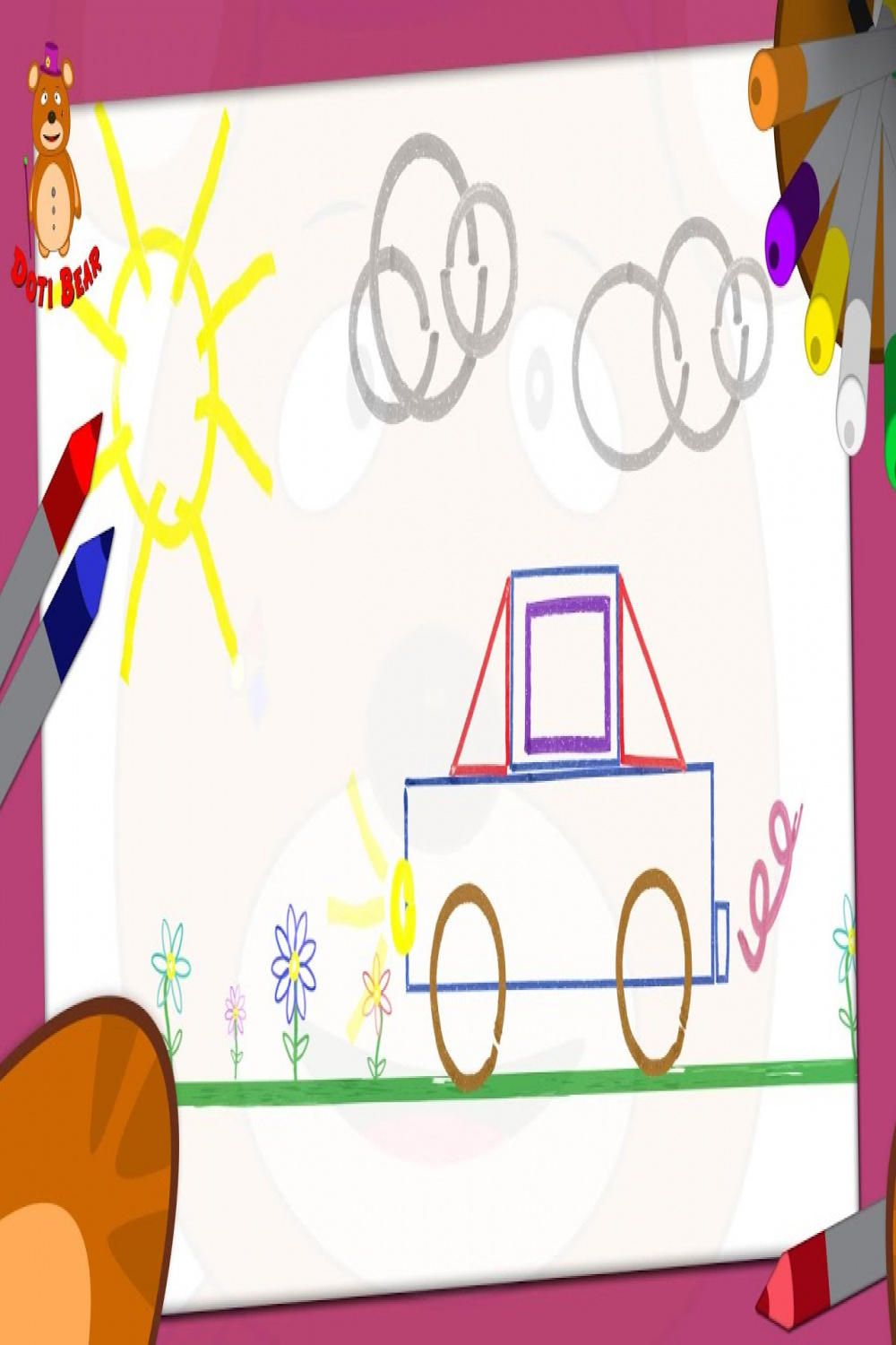 Doti Bear - learning shapes - How to draw a Car?