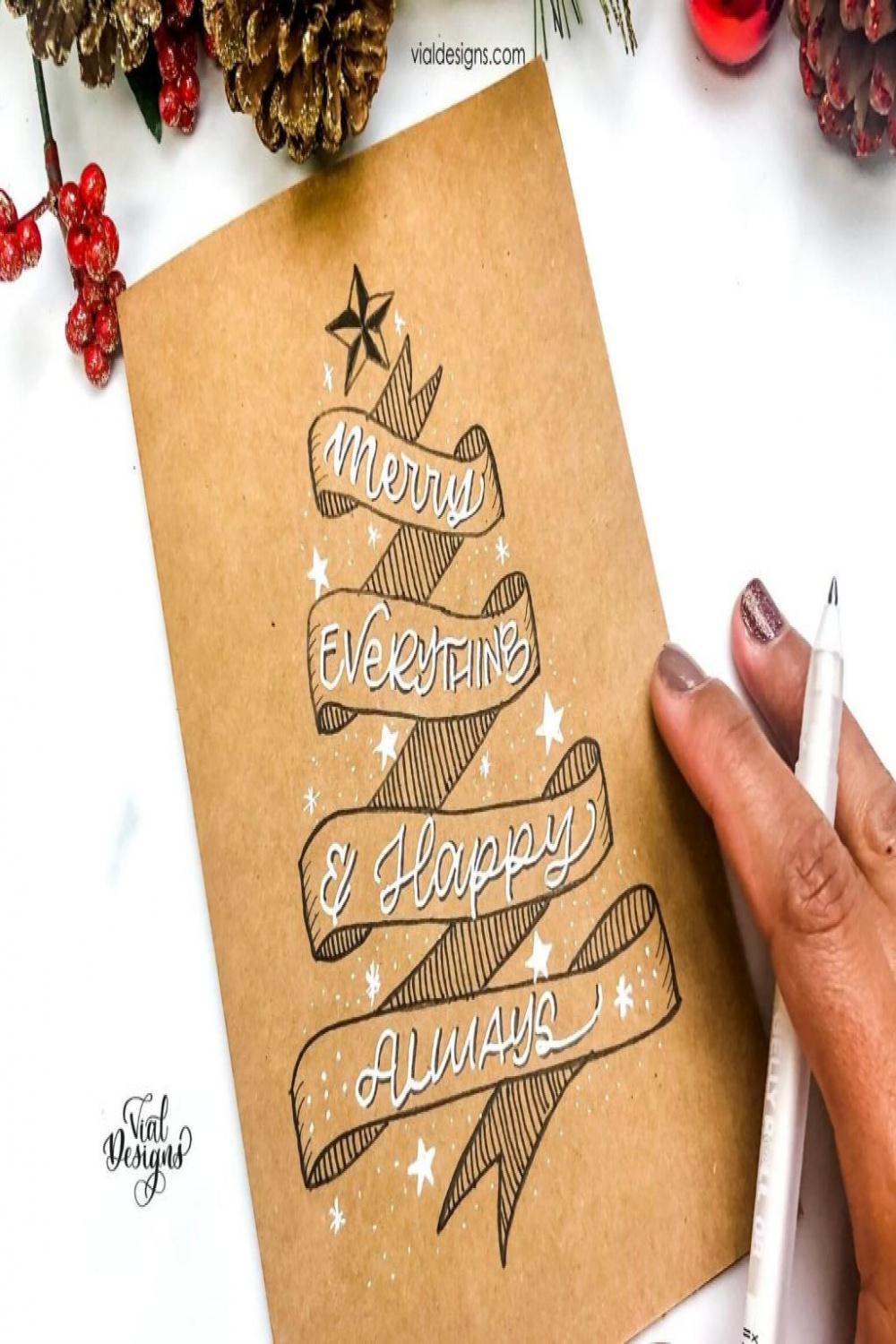 Easy DIY Christmas Calligraphy Card  Vial Designs