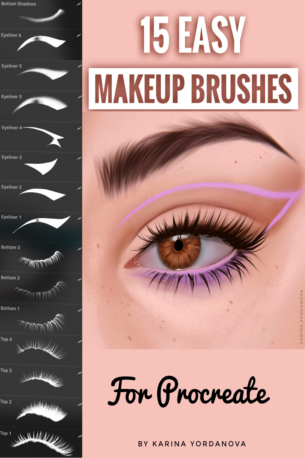 Easy Makeup Brushes FOR PROCREATE Easy Stamp Brush, Lashes