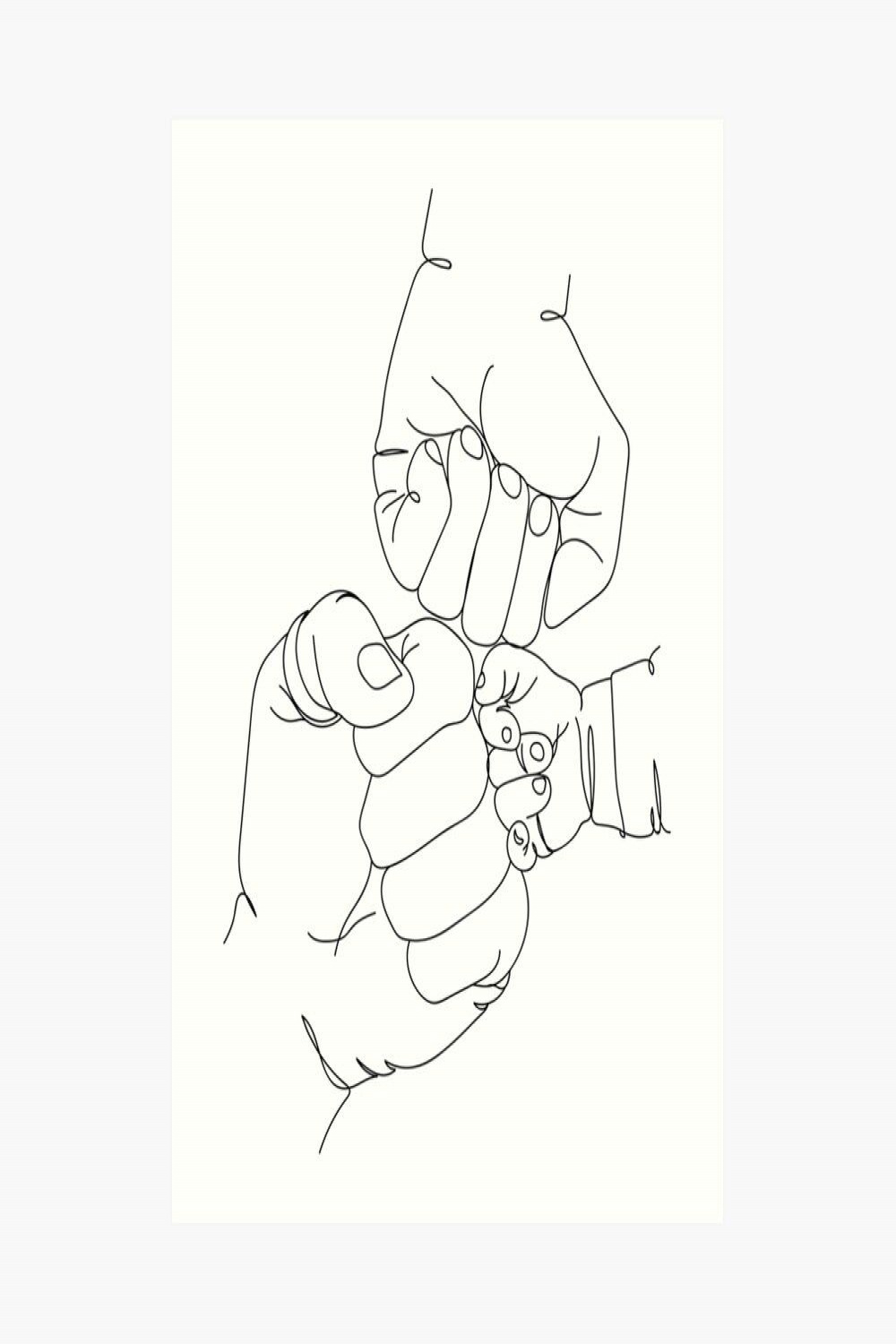 Family of Three Hands Minimalist Line Drawing" Art Print for Sale