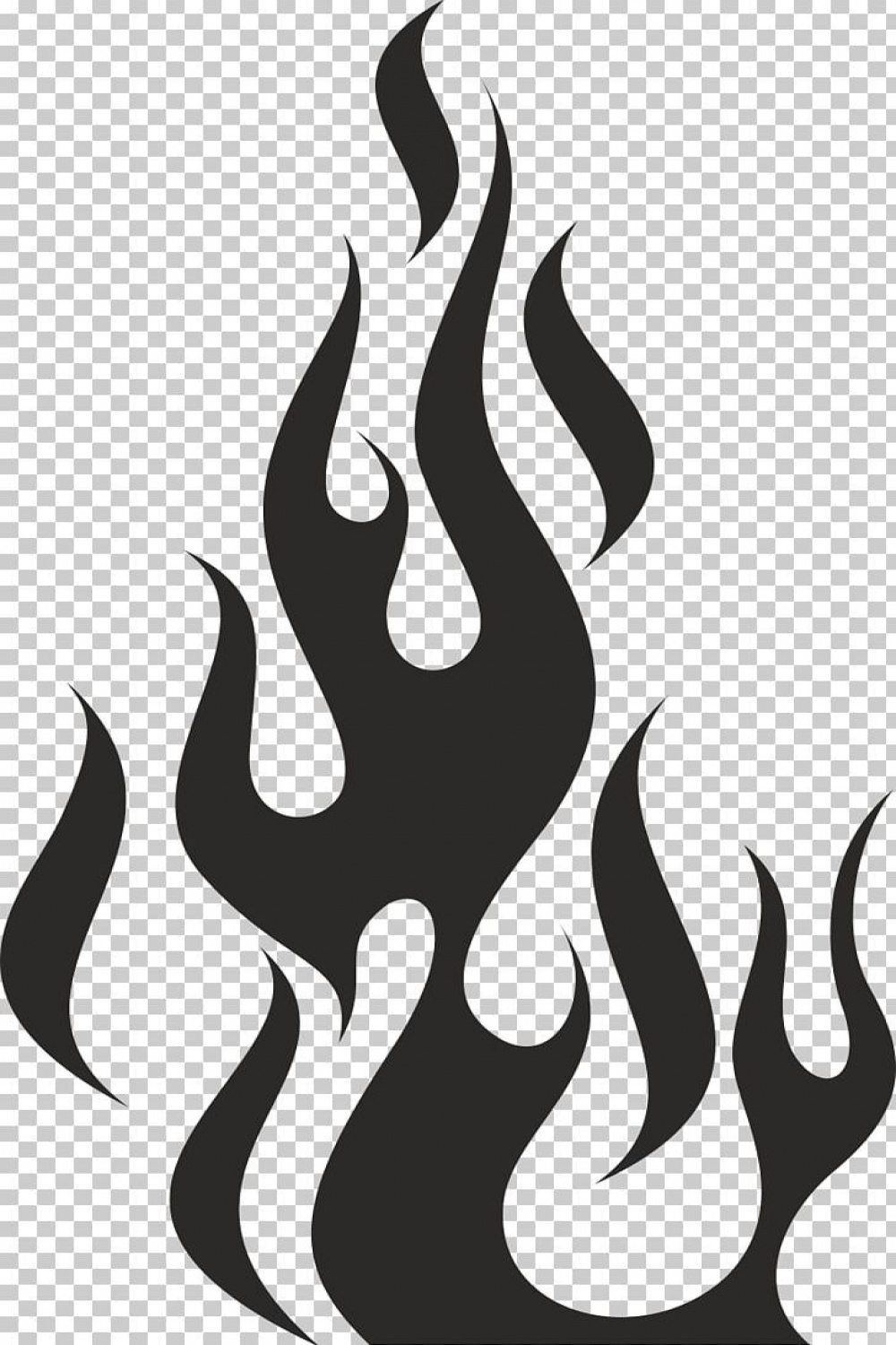 Flame Fire Stencil Sticker Candle PNG - black, black and white