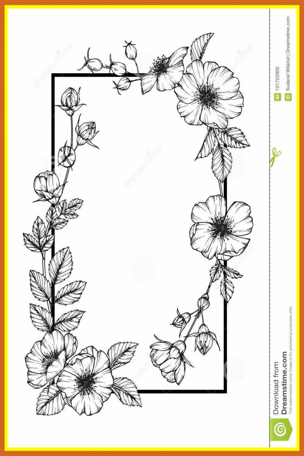 Flower Frame Sketch  Flower sketches, Floral design drawing