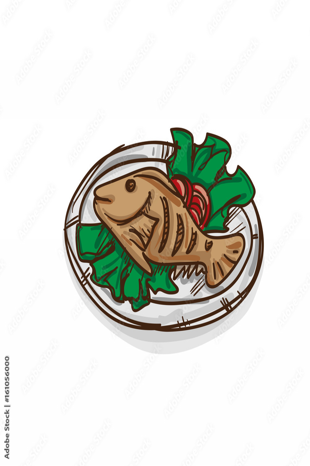 food Fried fish drawing object Stock-Vektorgrafik  Adobe Stock