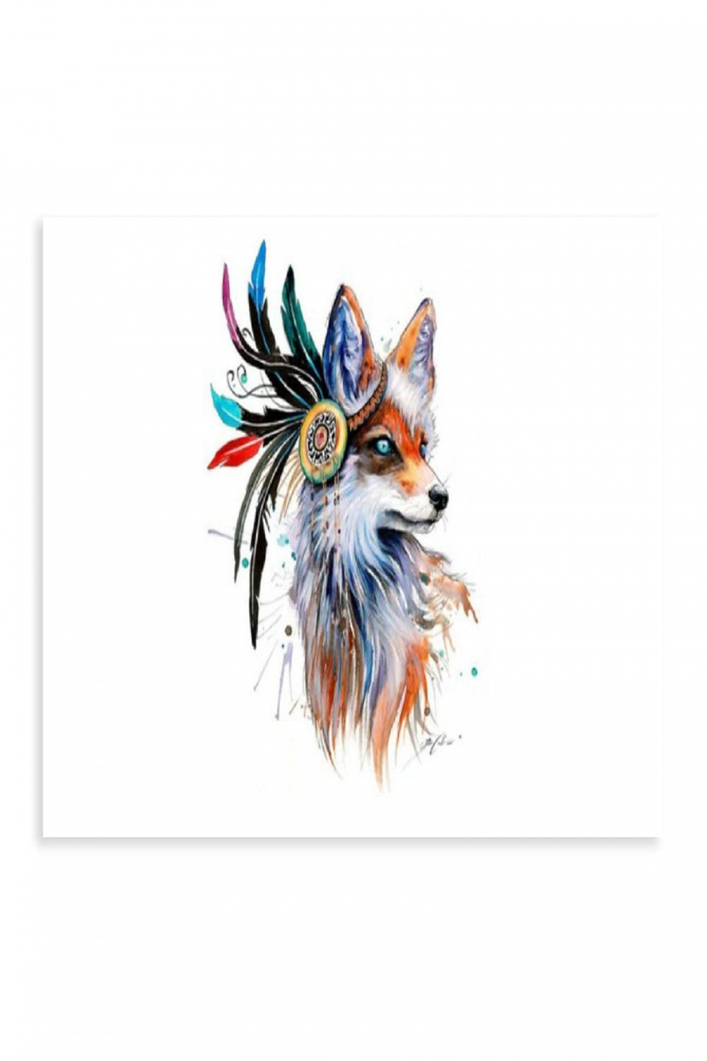 Fox Drawing Feathers Colorful Simple Background Animals Artwork