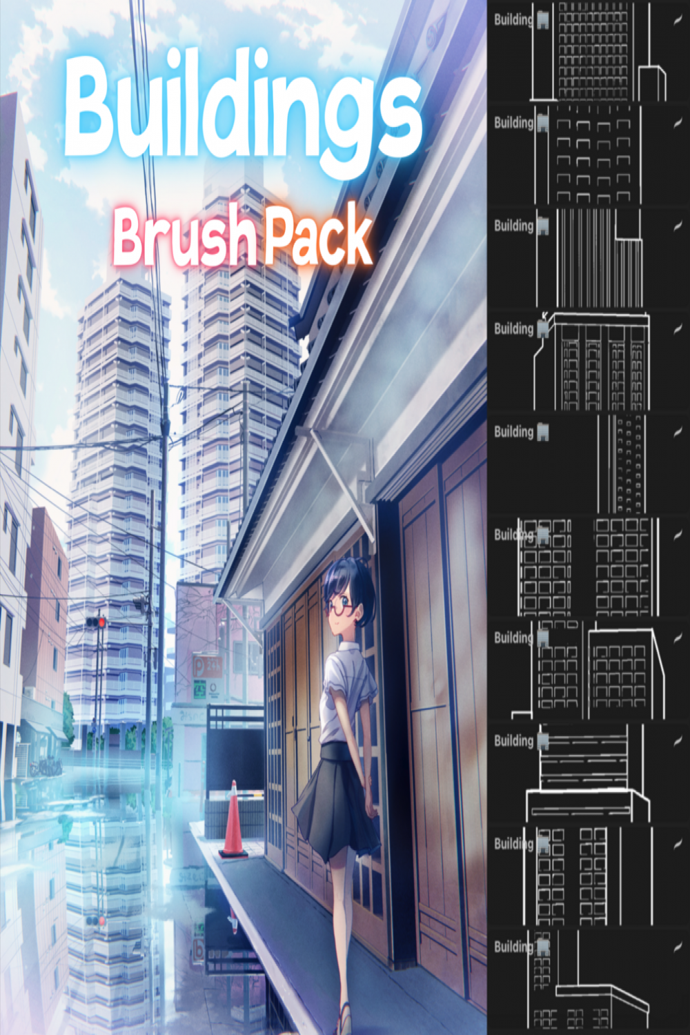 FREE Anime building brush pack for procreate!