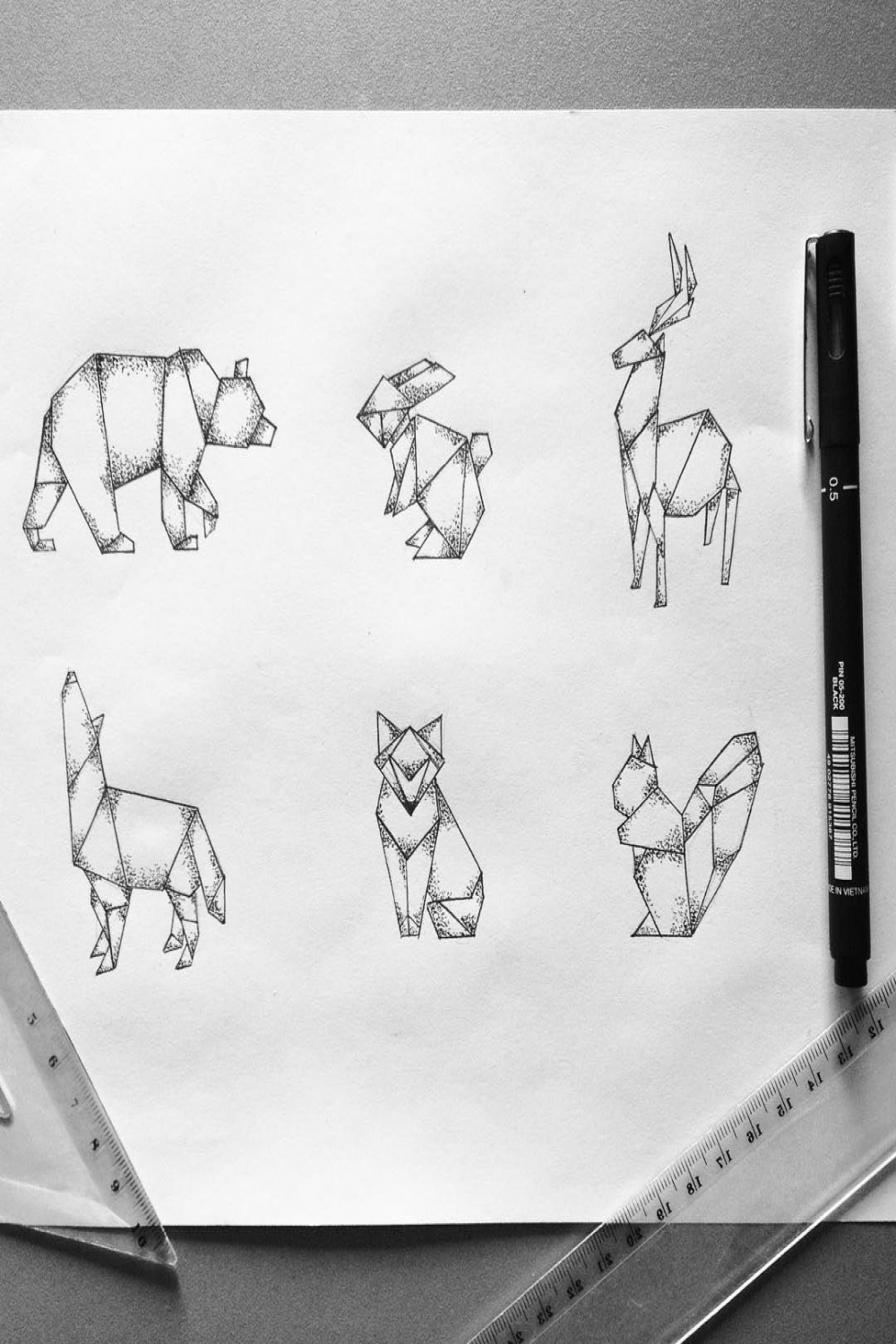 Geometric animals #art #illustration #dotwork #tattoo #geometric