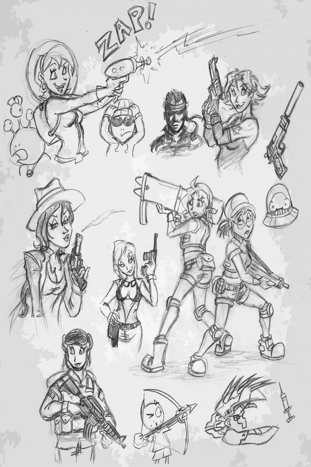 Girl Doodles  - Girls with Guns by hooksnfangs on DeviantArt