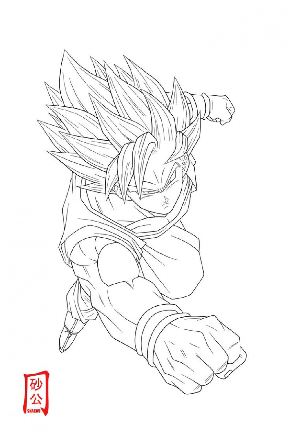 Goku SSJ Attack Lineart by SnaKou on DeviantArt  Dragon ball