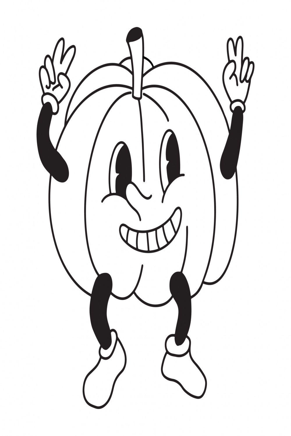 Groovy Halloween clip art - happy pumpkin with comics retro smile