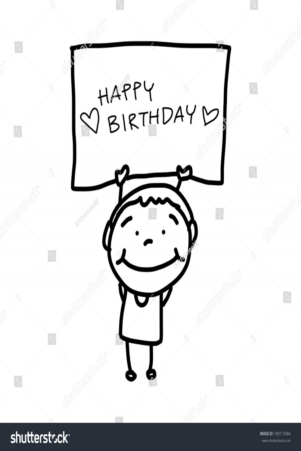 Hand Drawing Cartoon Happy Birthday: Stock-Vektorgrafik