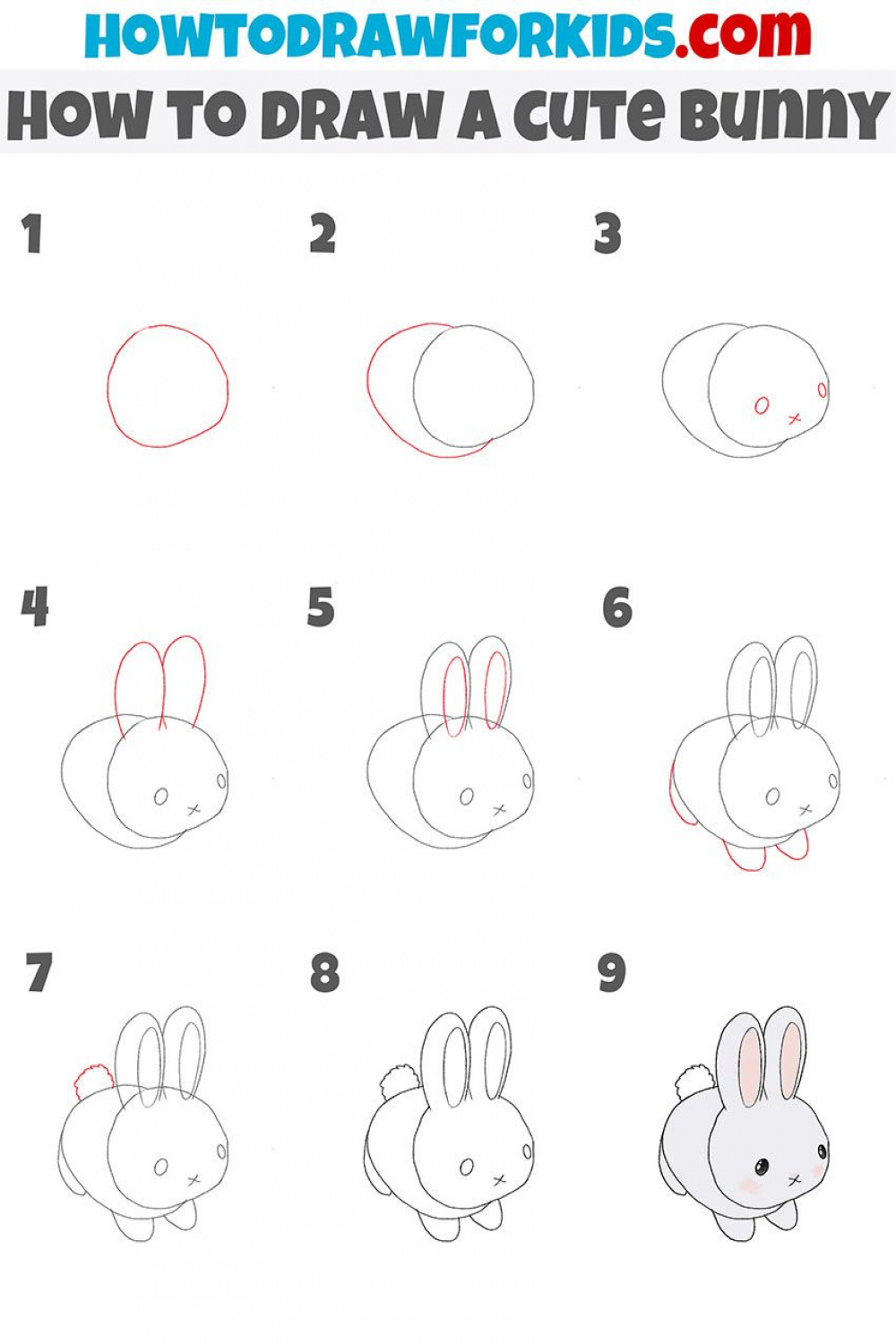 how to draw a cute bunny step by step  Easy doodles drawings