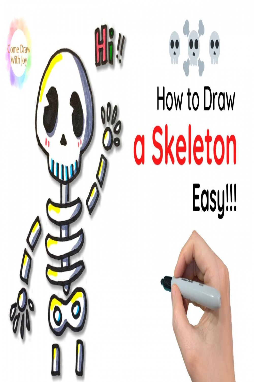 How to Draw a Skeleton Easy for Beginners  Draw Simple Skeleton Head  How  to Draw Cartoon Skeleton