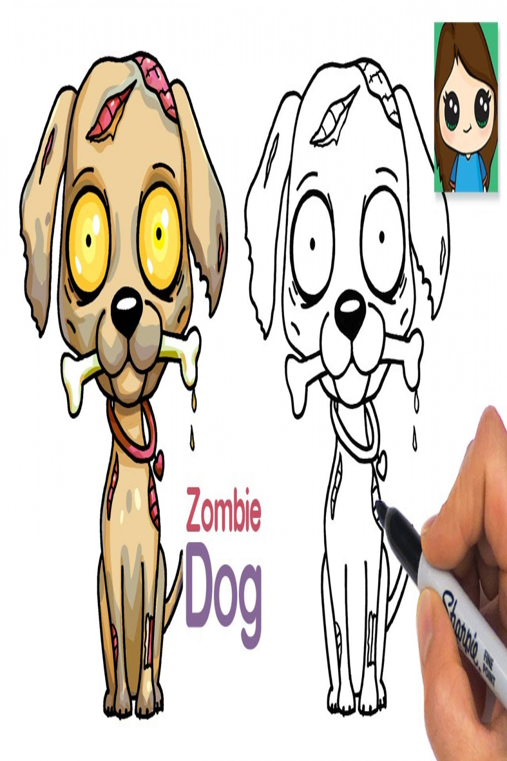 How to Draw a Zombie Puppy Dog  Halloween