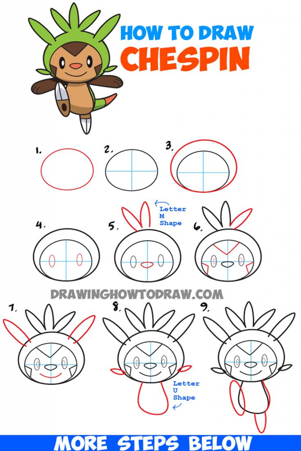 How to Draw Chespin from Pokemon Easy Step by Step Drawing