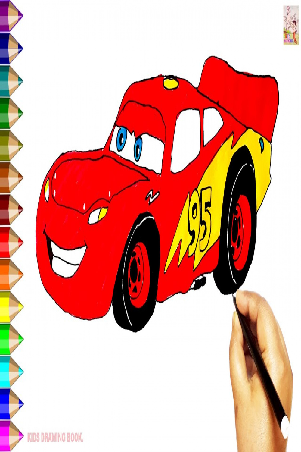 HOW TO DRAW EASY LIGHTNING MCQUEEN FROM CARS CARTOON STEP BY STEP ! KIDS  DRAWING BOOK