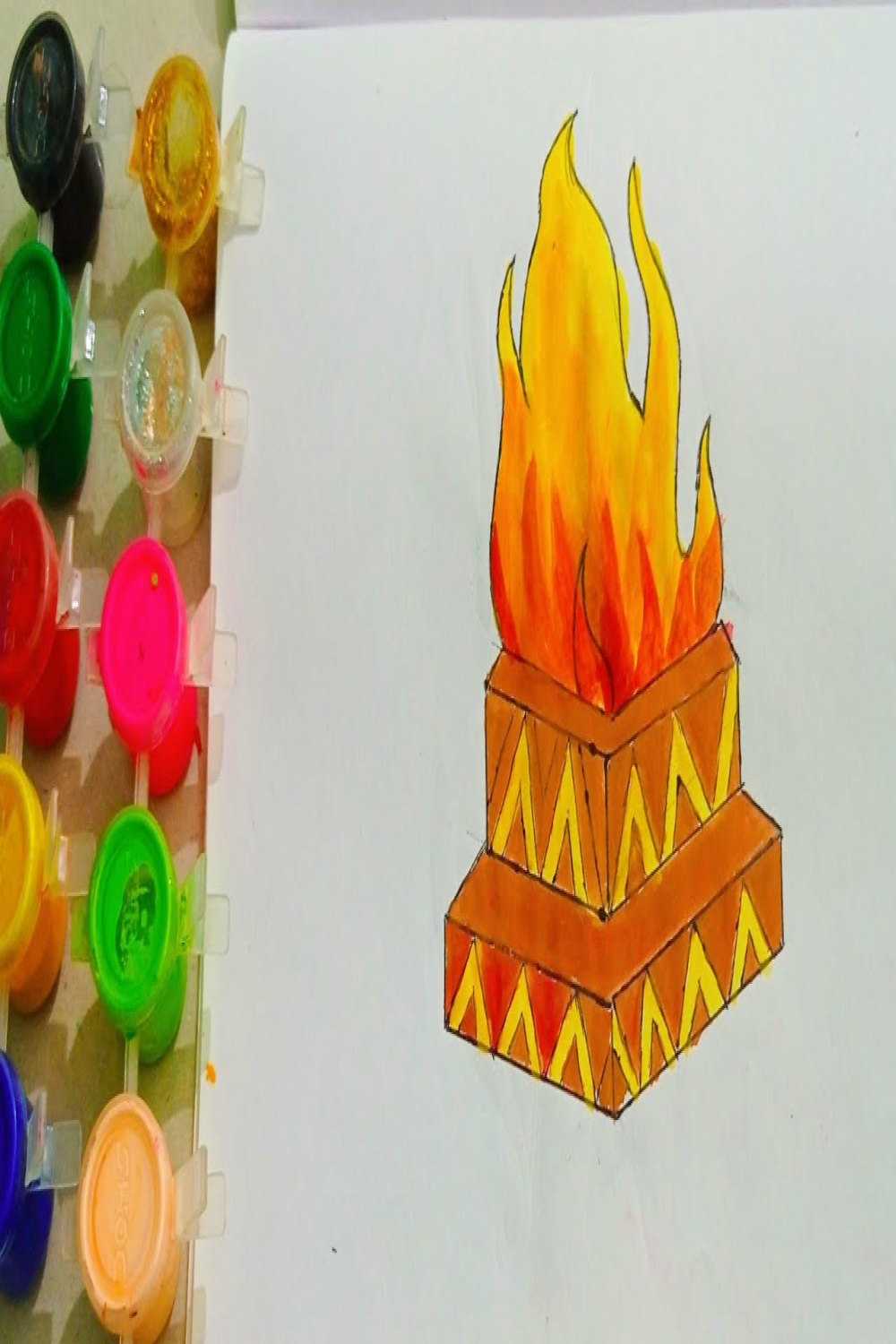 How to draw fire / यज्ञ का drawing 😍