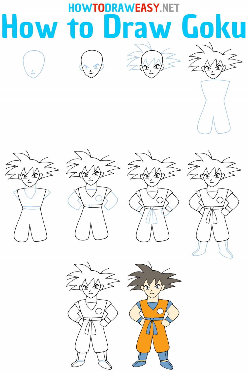 How to Draw Goku Step by Step  Goku drawing, Drawings, Easy drawings