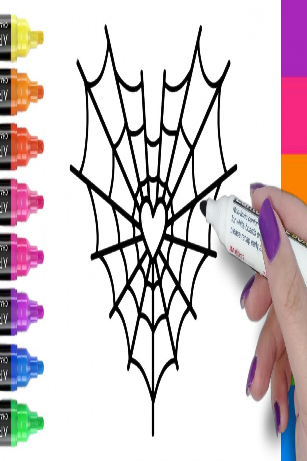 How to draw Heart-shaped spider web step by step /draw spider web easy