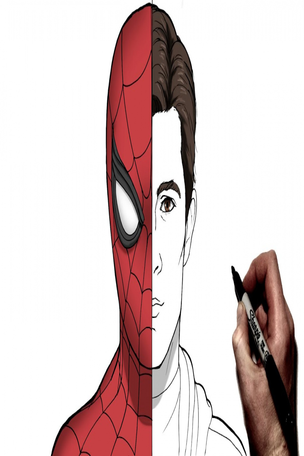 How To Draw Spiderman/Peter Parker  Step By Step  Marvel