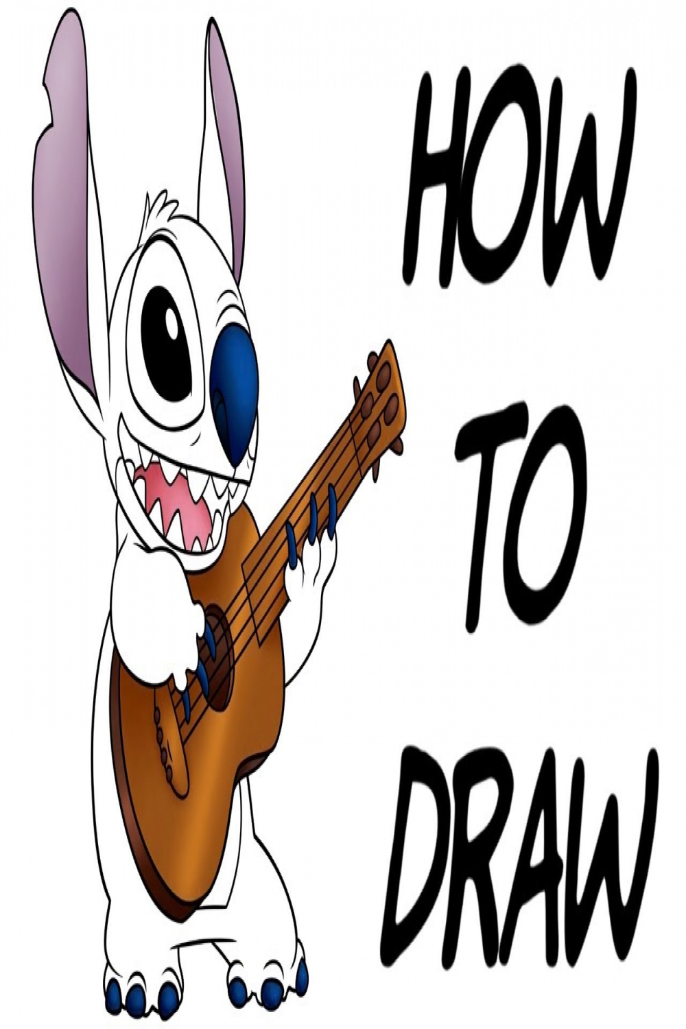 How to draw Stitch playing guitar