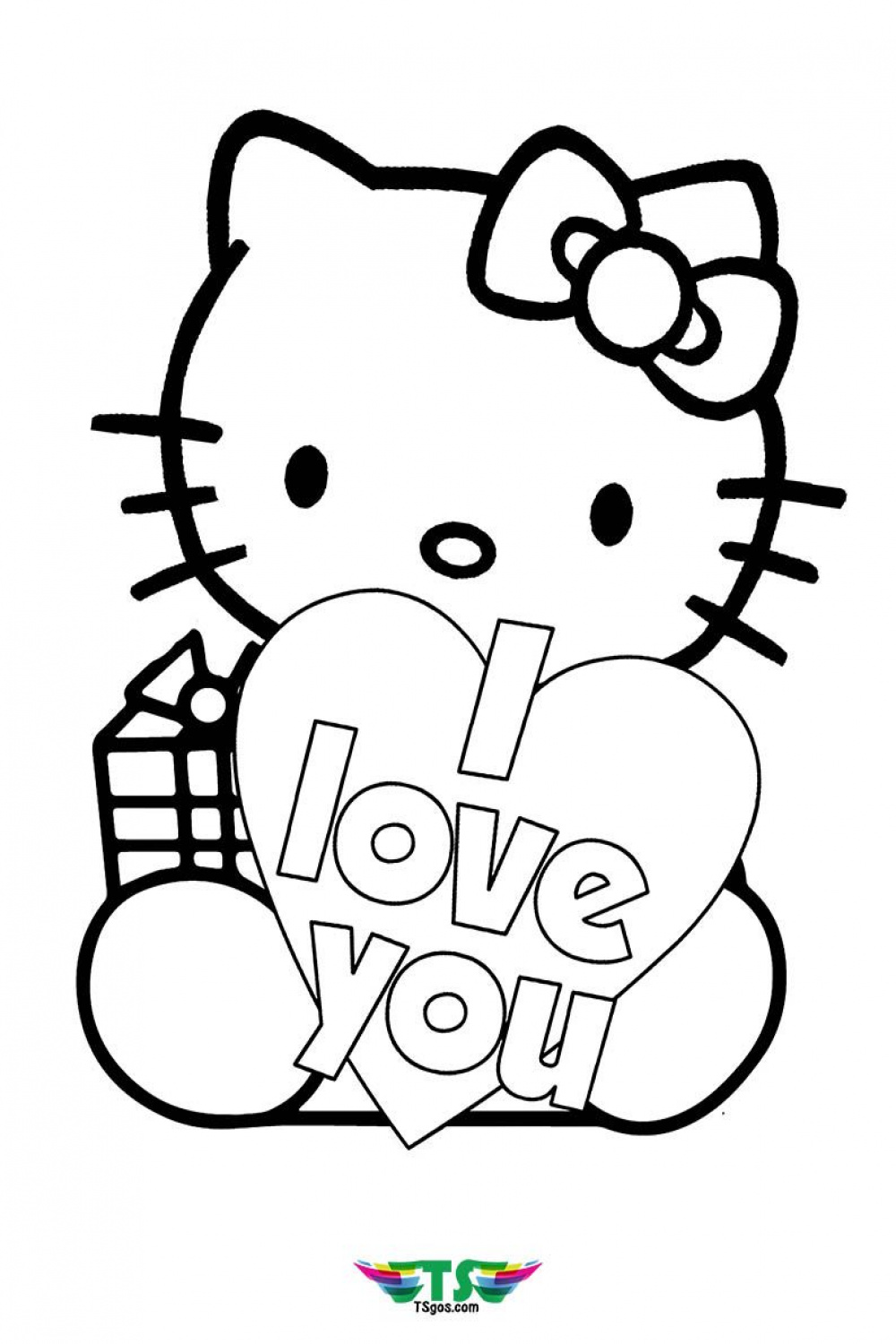 I Love U Hello Kitty Coloring Page  Hello kitty colouring pages