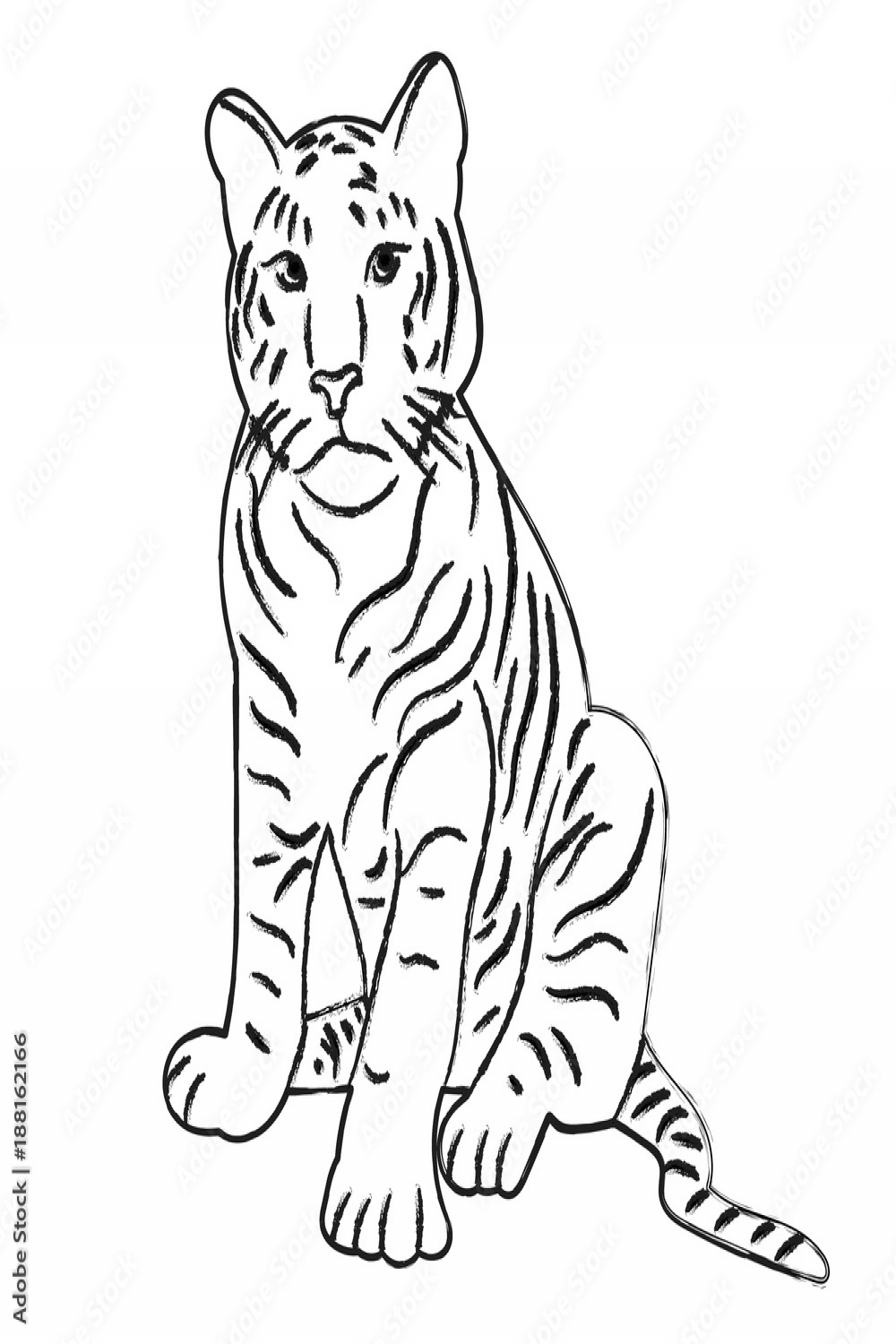 isolated sketch of a tiger sitting Stock-Vektorgrafik  Adobe Stock