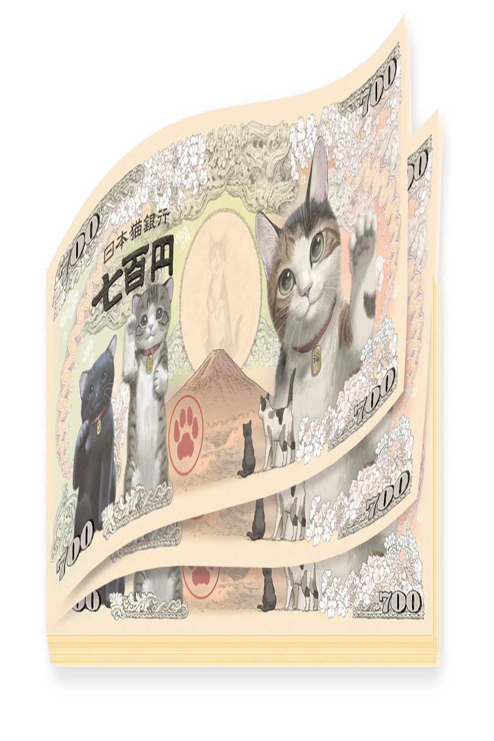 Japanese cat banknote manekineko beckoning feline Japan money yen