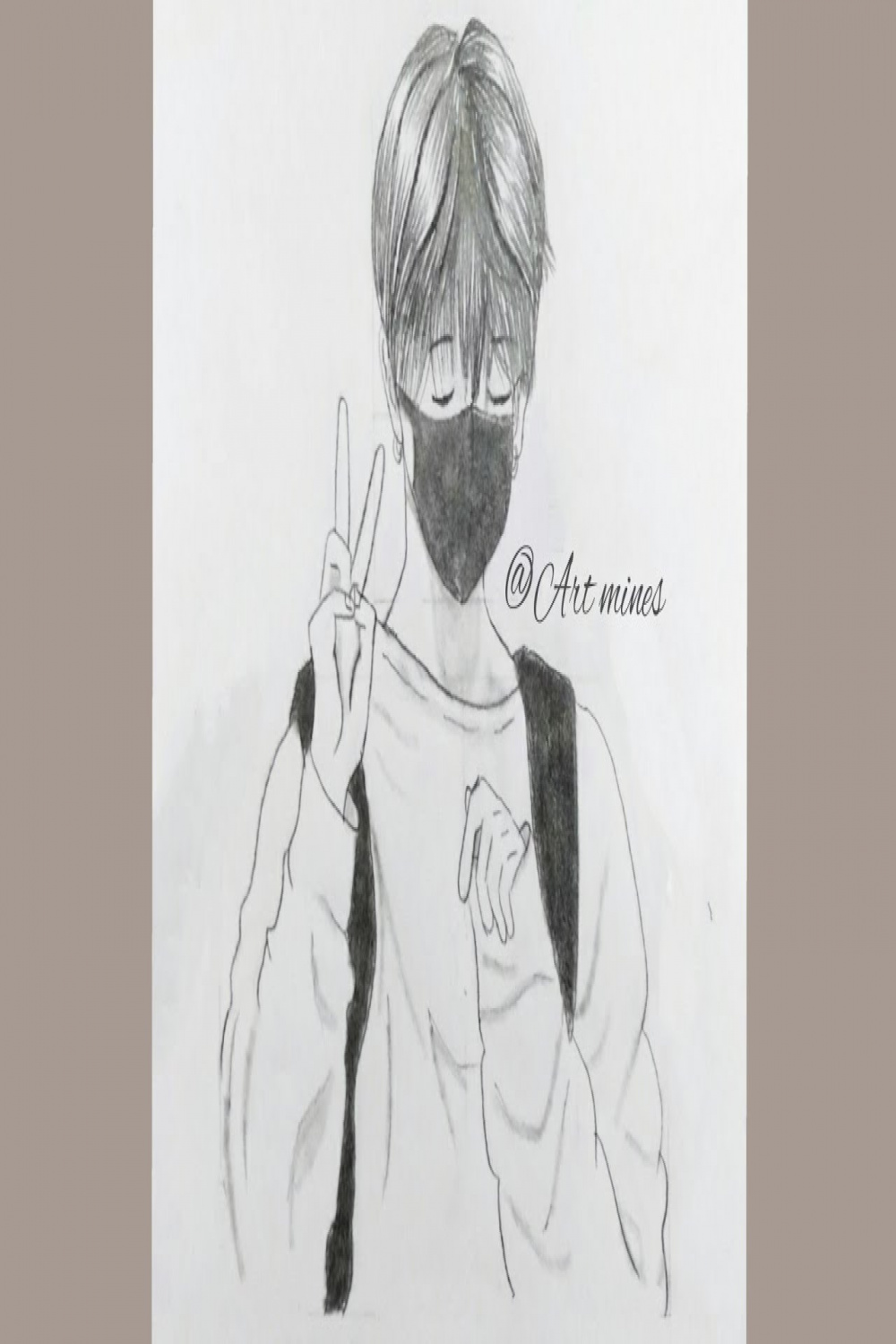 korean boy with mask pencil drawing tutorial  cute boy pencil drawing step  by step