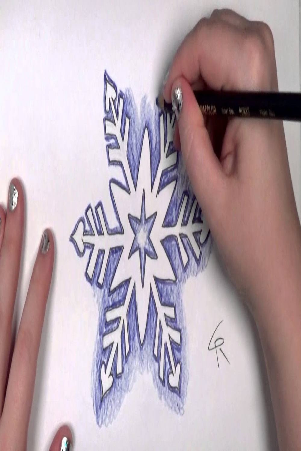 Learn How To Draw And Color A Pretty Snowflake -- Part  --iCanHazDraw!