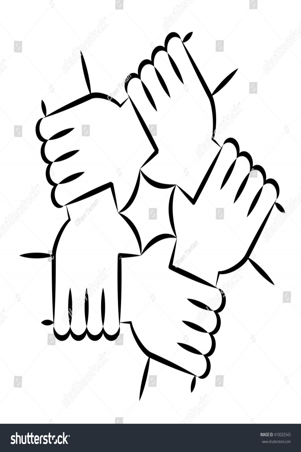 Line Art Vector Drawing Five Hands Stock Vector (Royalty Free