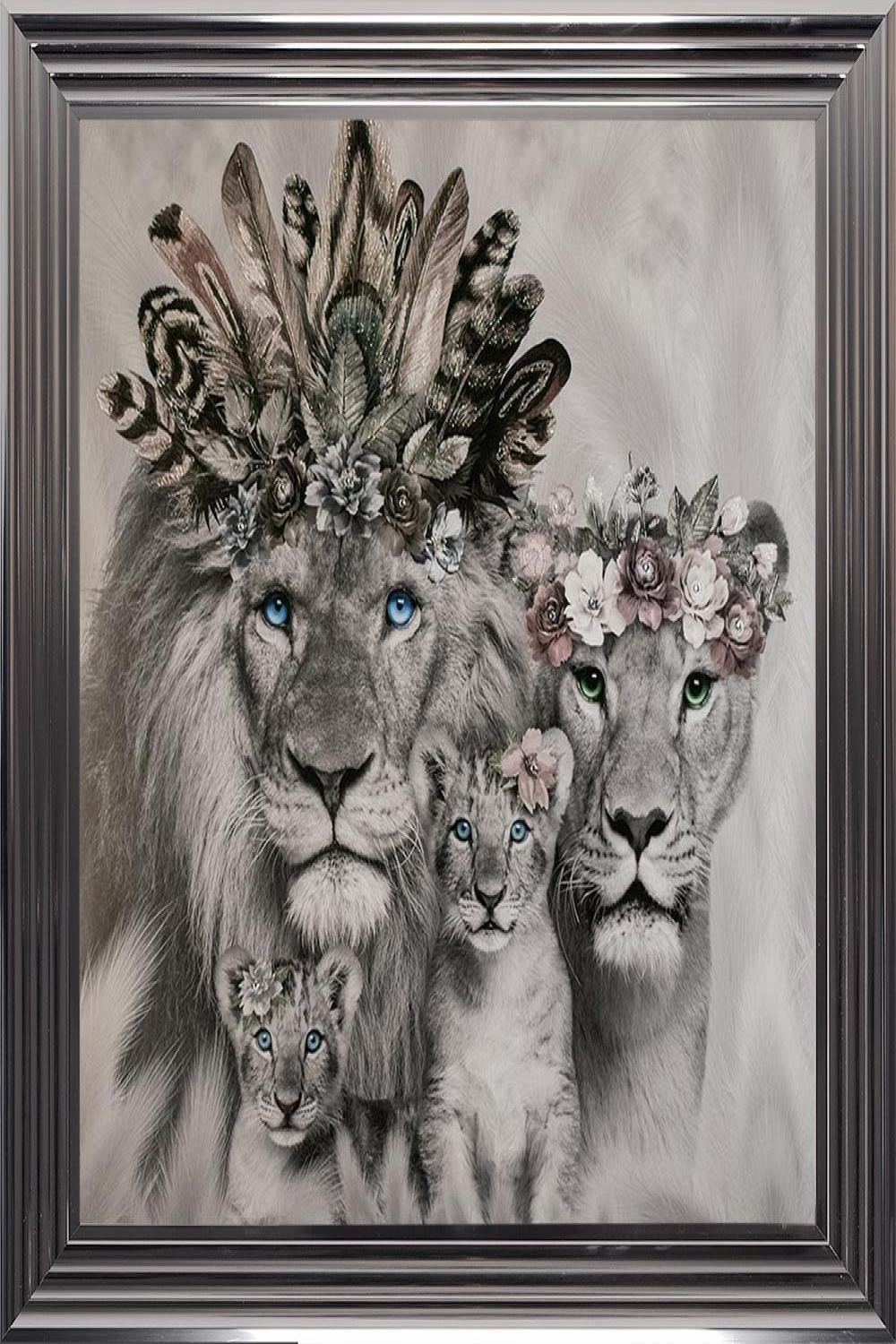 Lion Family With Two Cubs Framed Wall Art  Wall