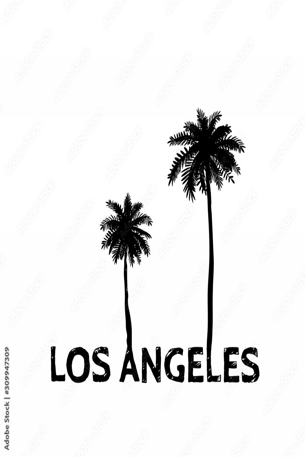 Los Angeles symbol line drawing with palm tree silhouette