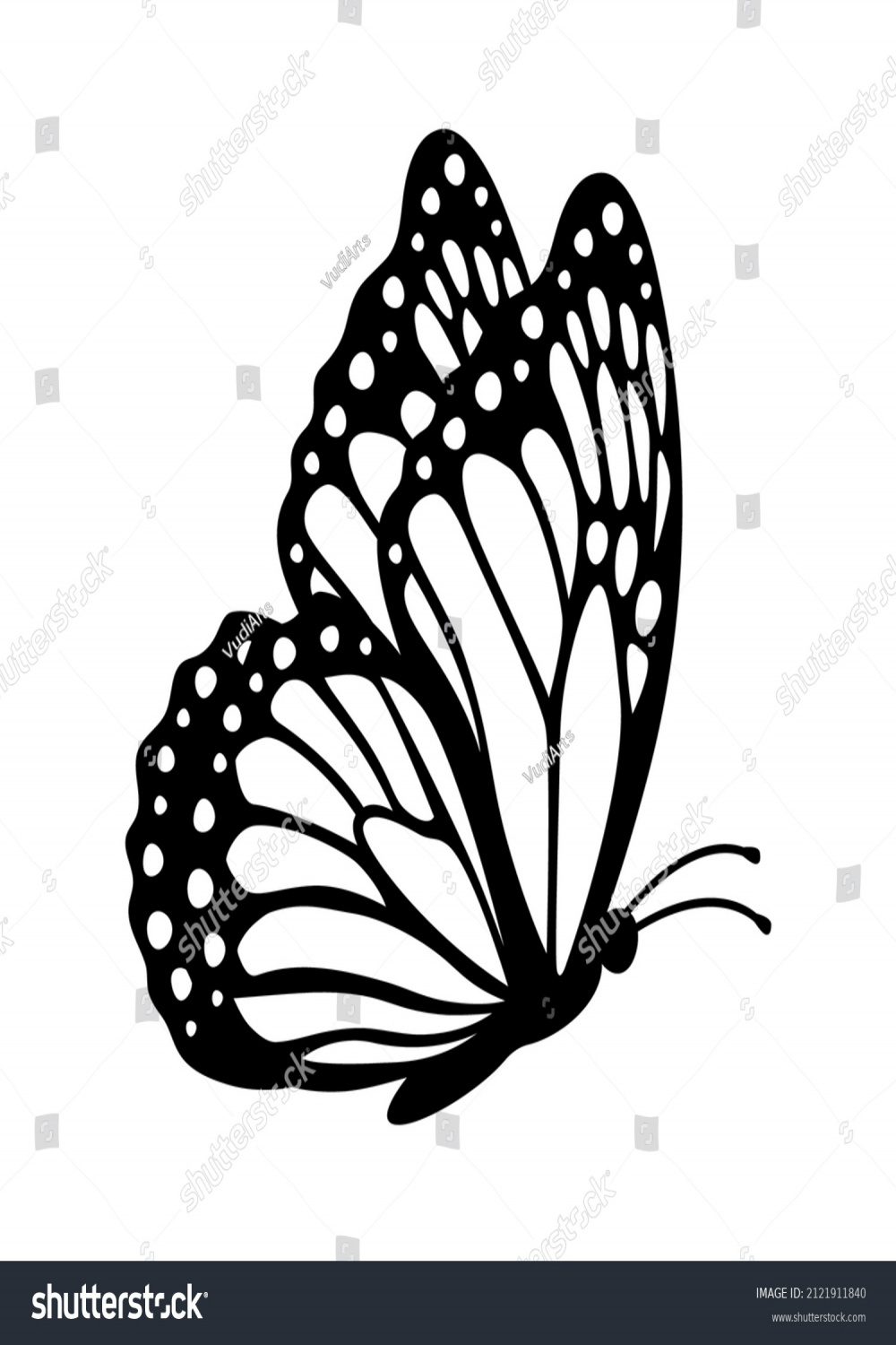 Monarchschmetterling-Silhouette, Seitenansicht