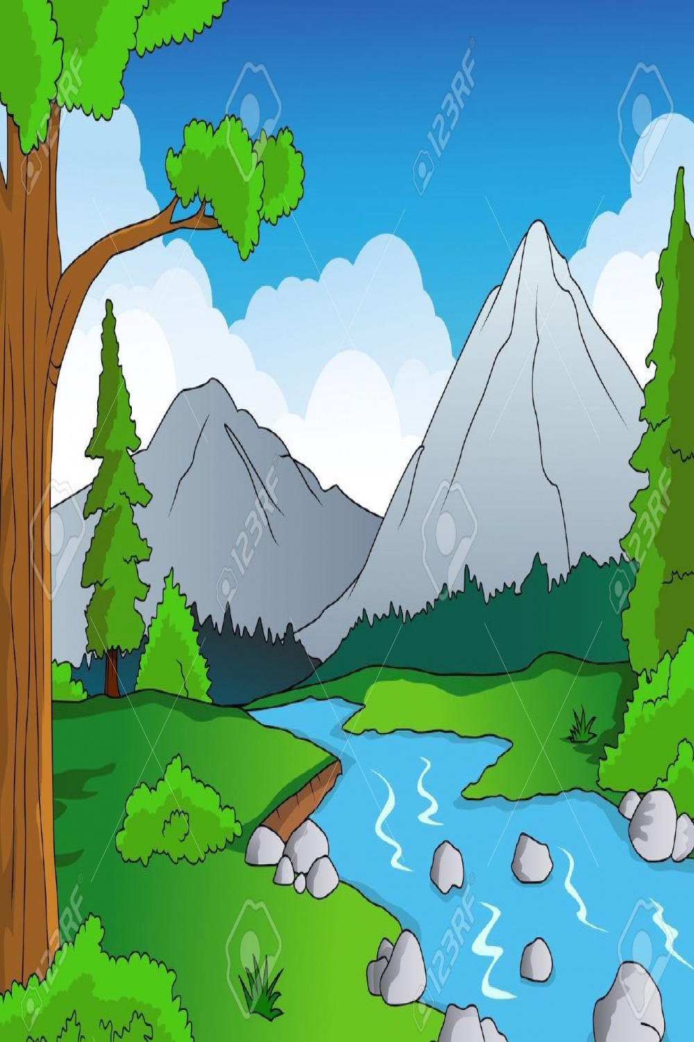 Nature backgrounds, Forest cartoon, Landscape drawing for kids