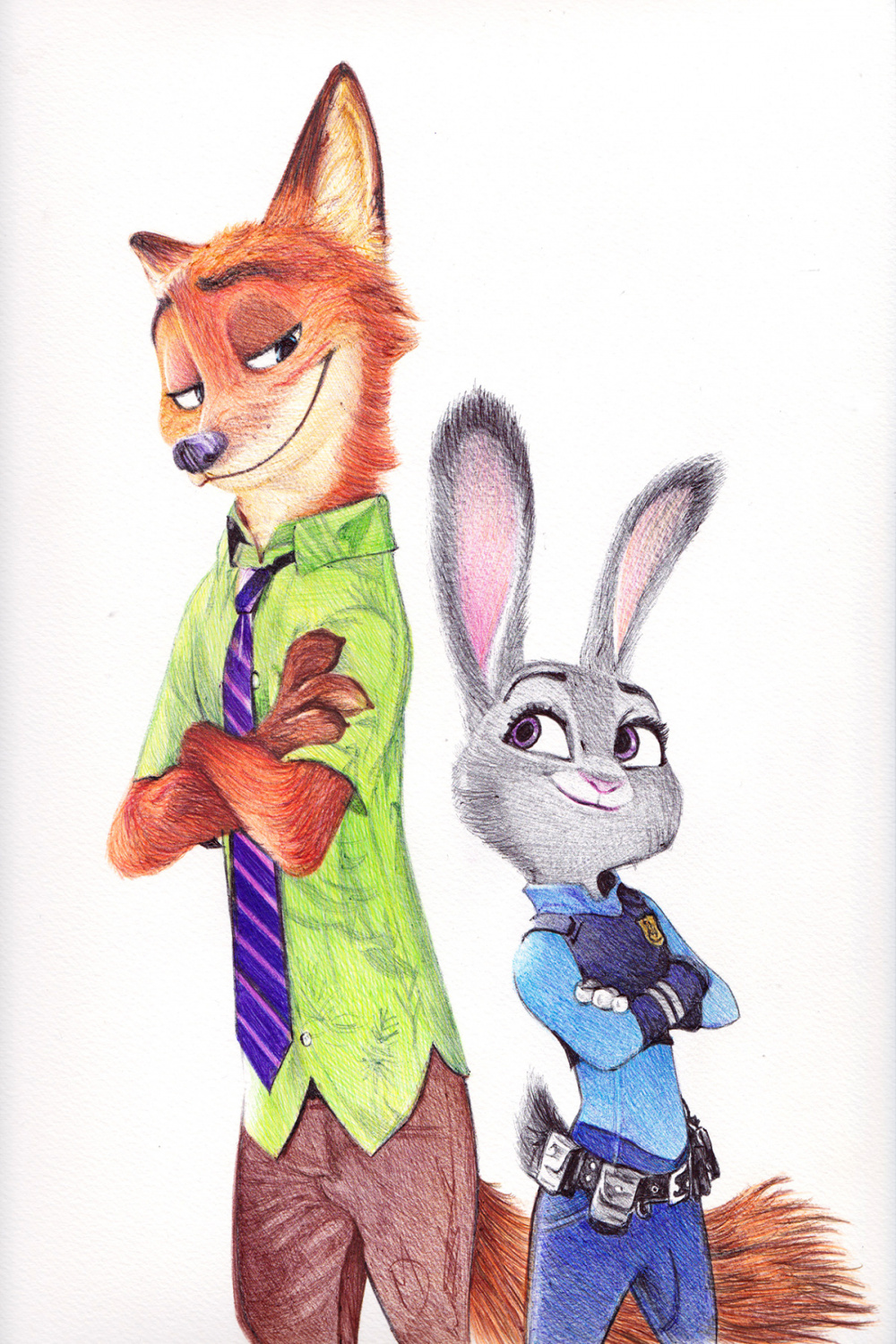 Nick Wilde & Judy Hopps ballpoint Pen drawing :: Behance