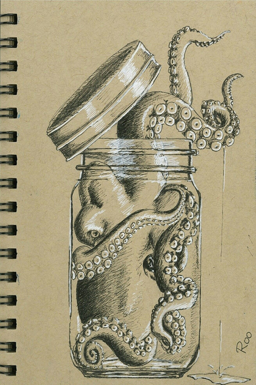 Octopus in a Jar by RooPeanutbutter  Octopus drawing, Octopus