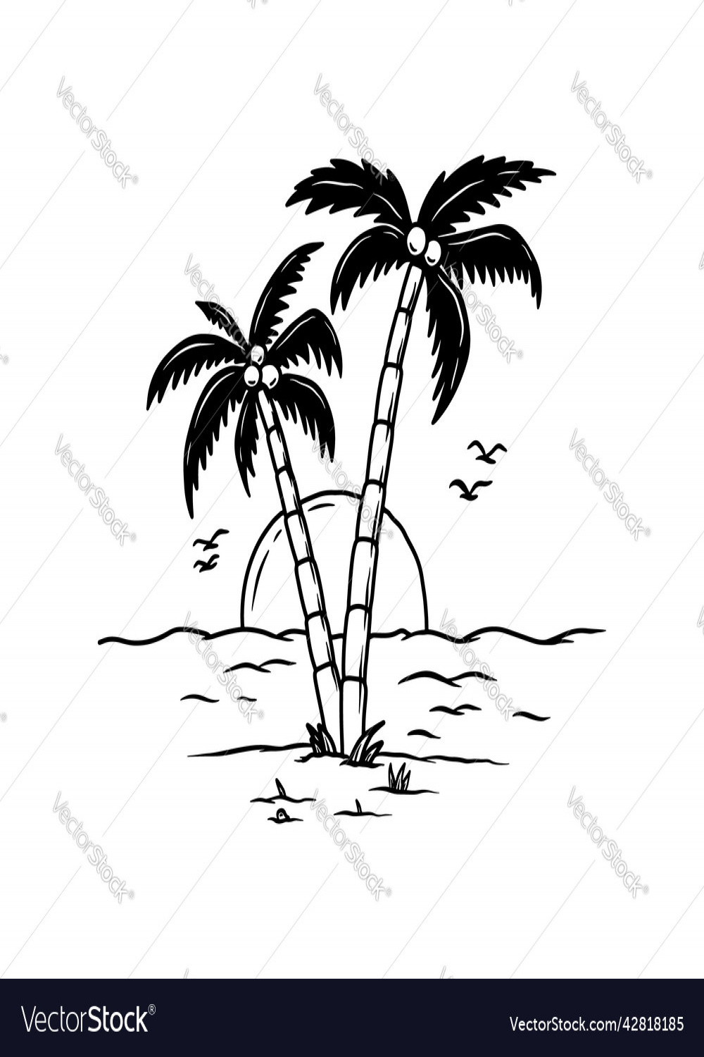 Palm in tattoo style summer theme design element Vector Image