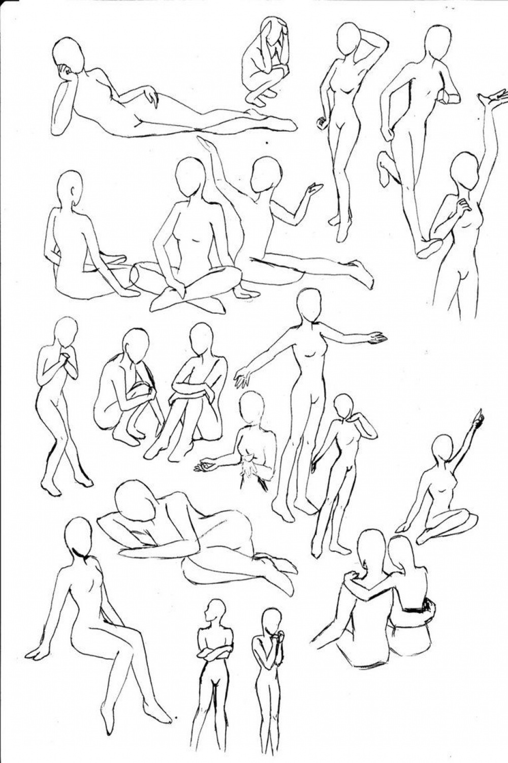 Pose set   Drawing poses, Drawing people, Drawing reference