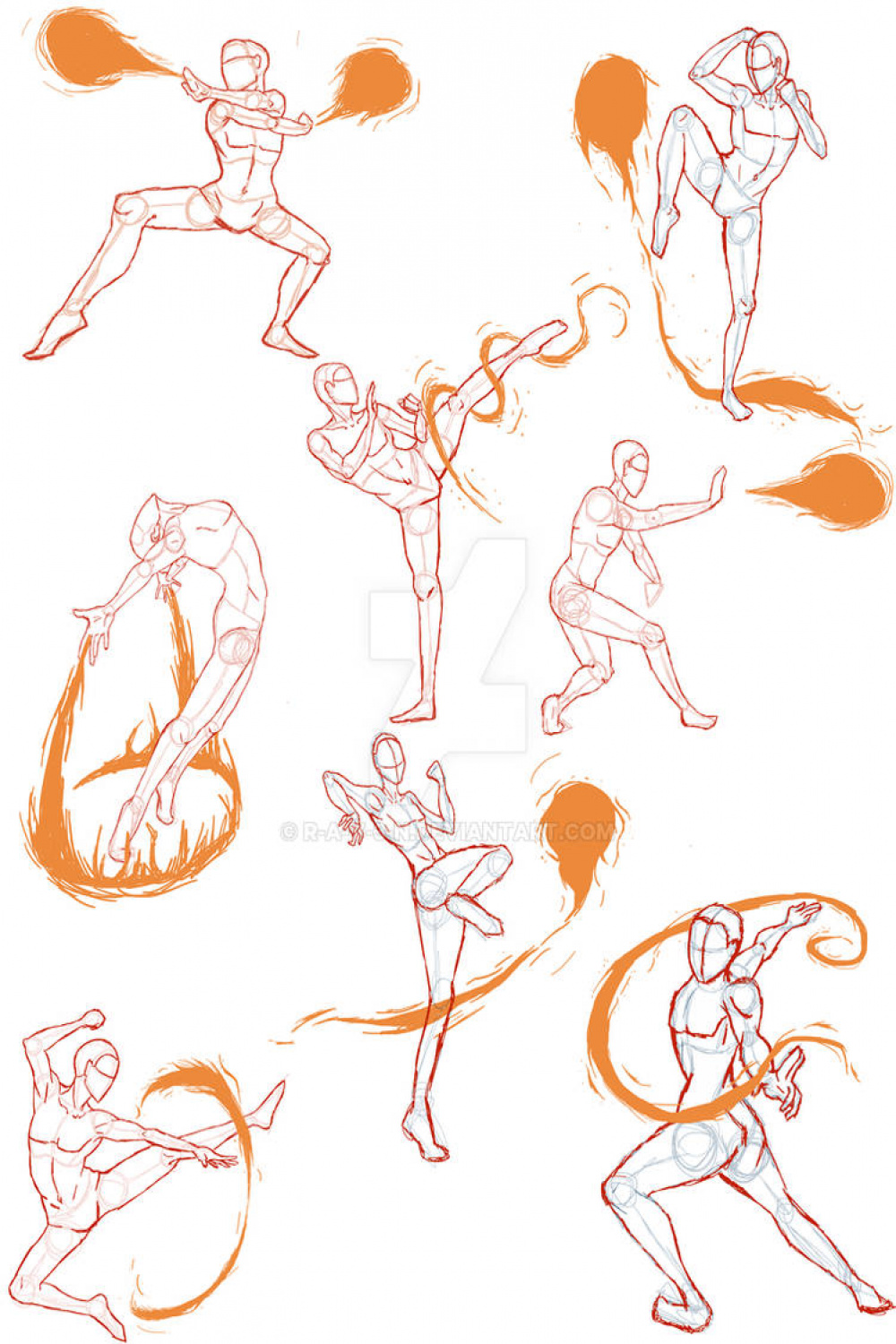 Practice Sketches  (FireBender Poses) by R-a-v--n on DeviantArt