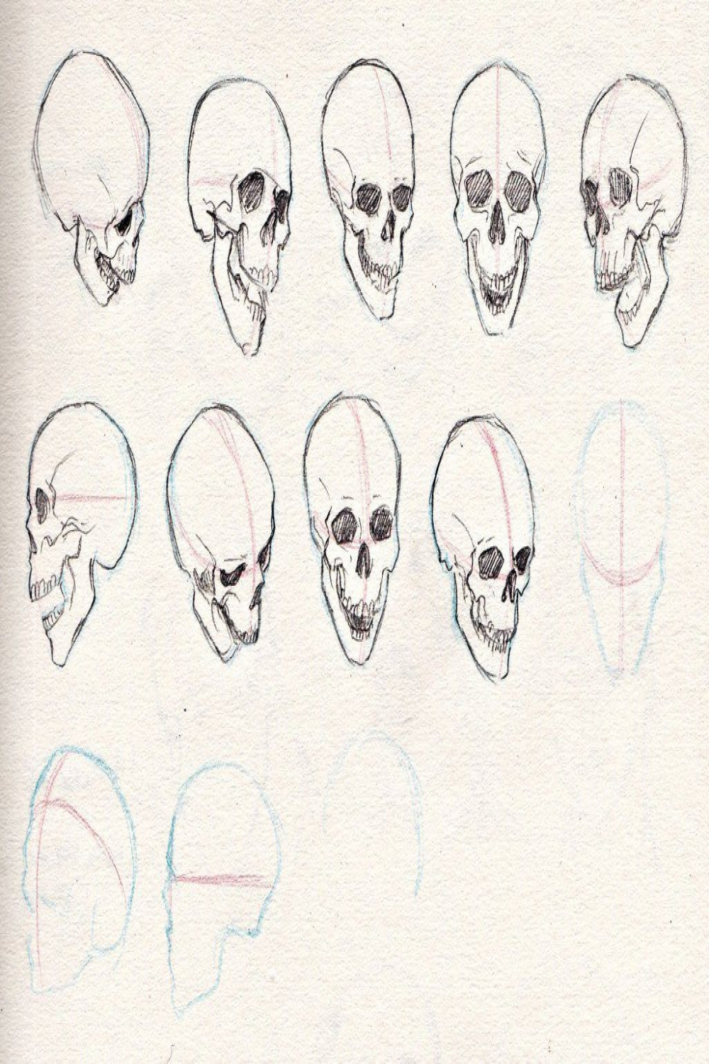 Practice Sketches: Skull Angles by Kerlasia  Skull drawing