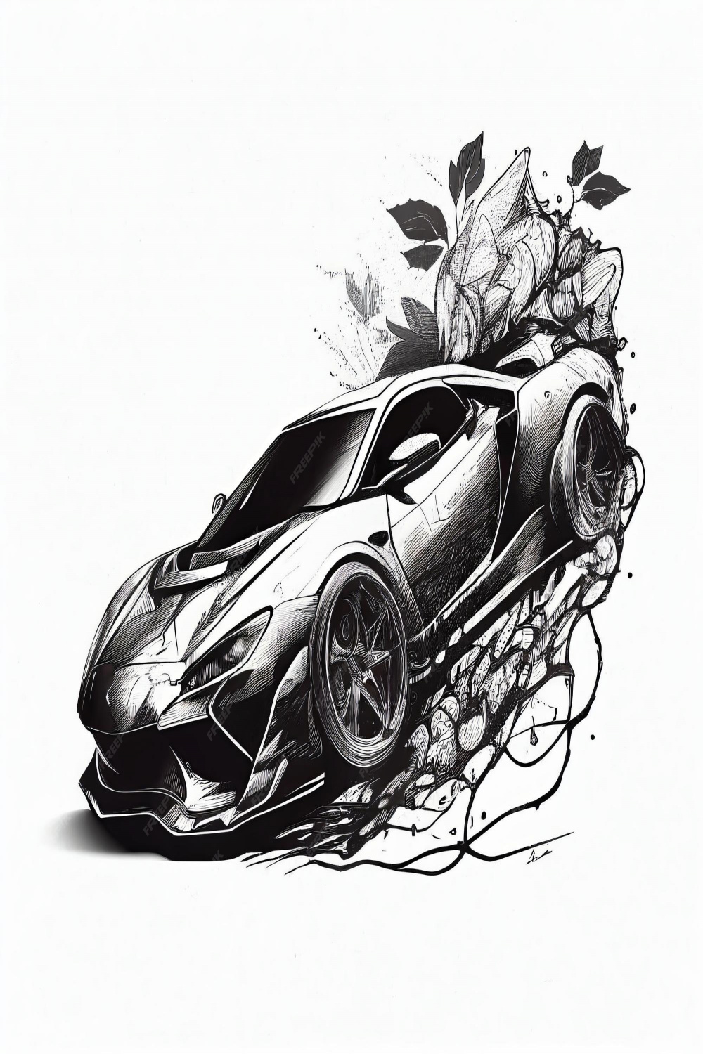 Premium Photo  Tattoo pattern sports car on white background