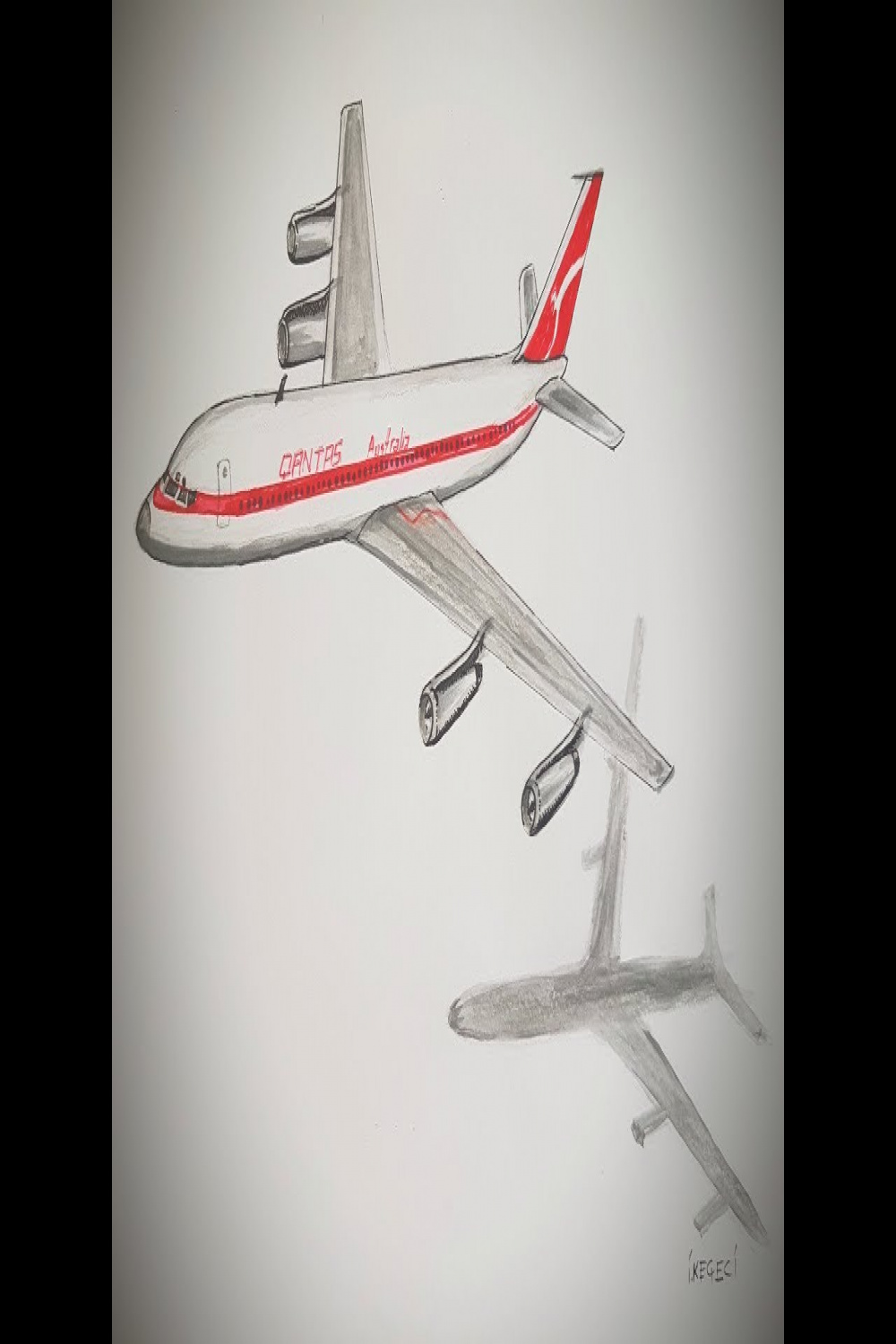 QANTAS, Boeing ,Drawing timelapse