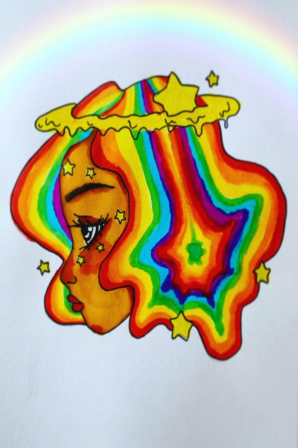 ⭐️Rainbow Girl🌈 My drawing frf artists 💖💖💖  Hippie painting