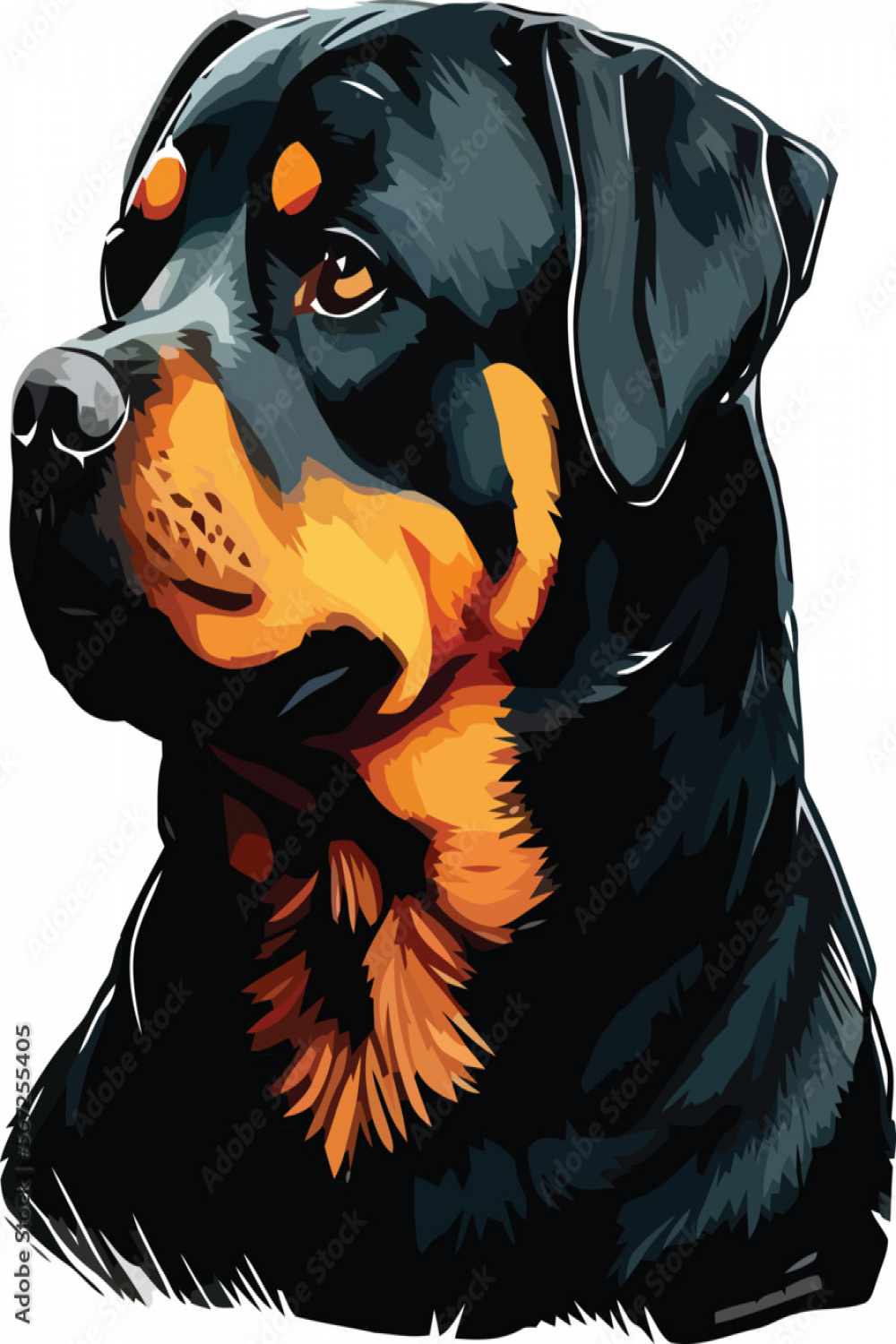 Rottweiler Dog Watercolor Sketch Hand Drawn Artwork Painting